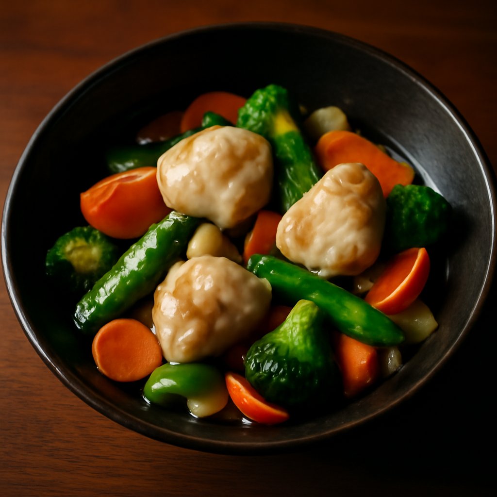 Monkfish with Seasonal Vegetables