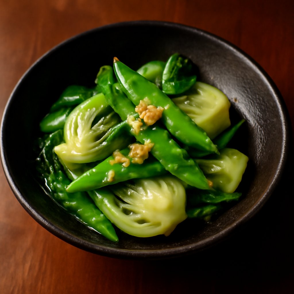 Pak Choi with Mange Tout with Garlic