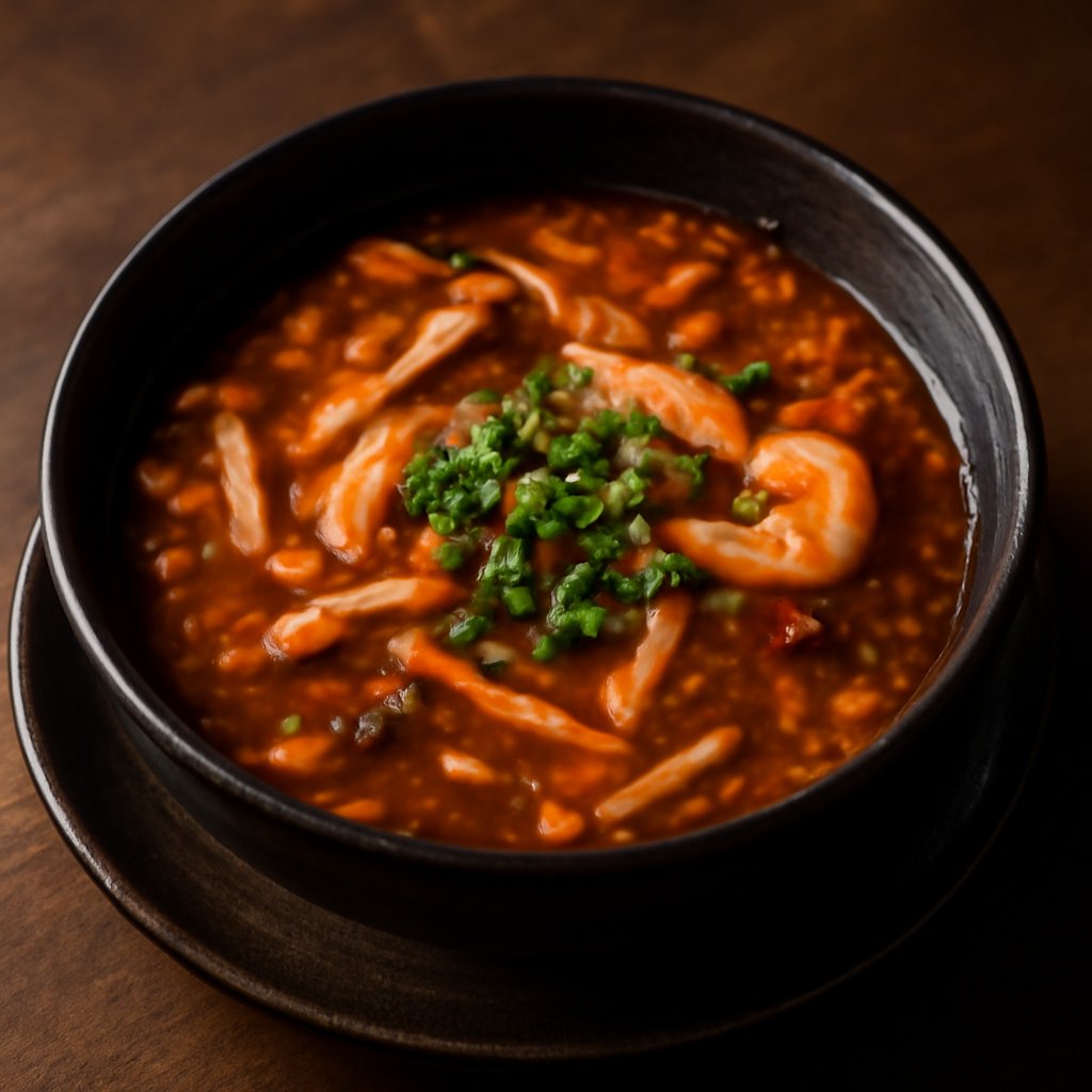 Szechuan Hot and Sour Soup (Pork, Chicken & Shrimps)