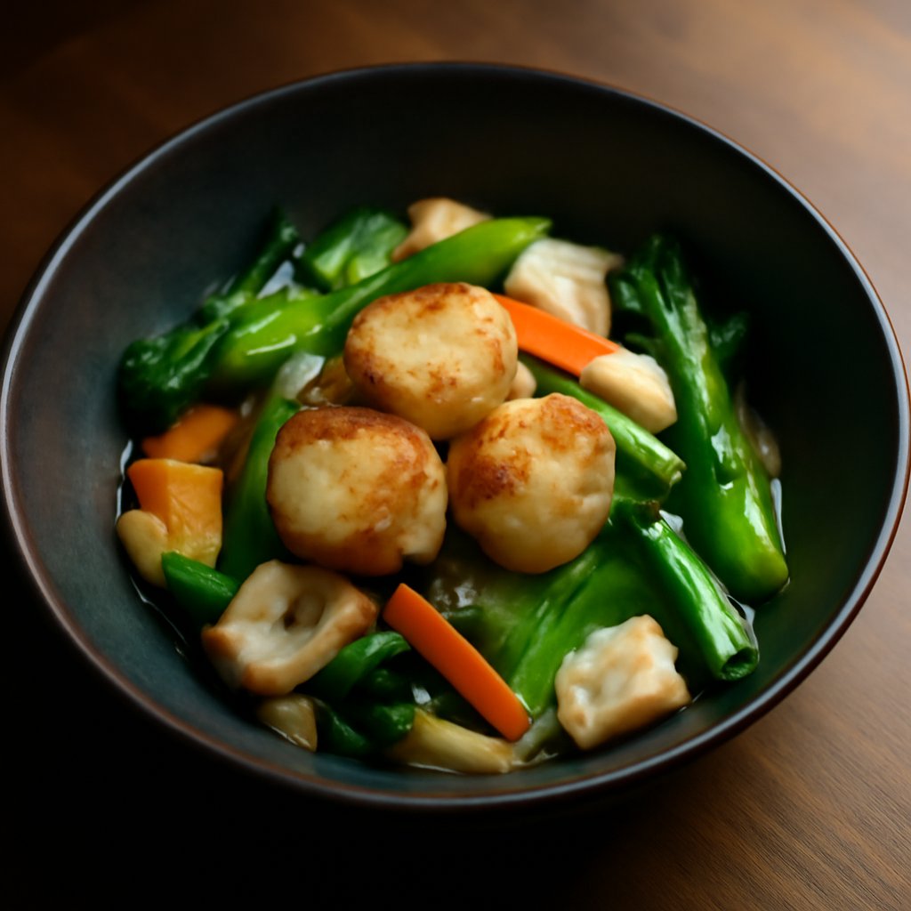 Scallops with Seasonal Chinese Vegetables