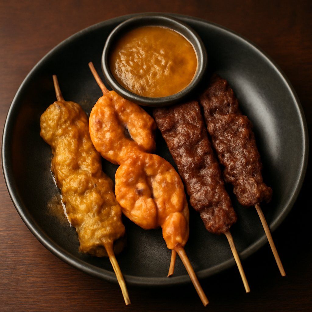 Satay Mixed Skewers (Chicken, King Prawn and Beef)