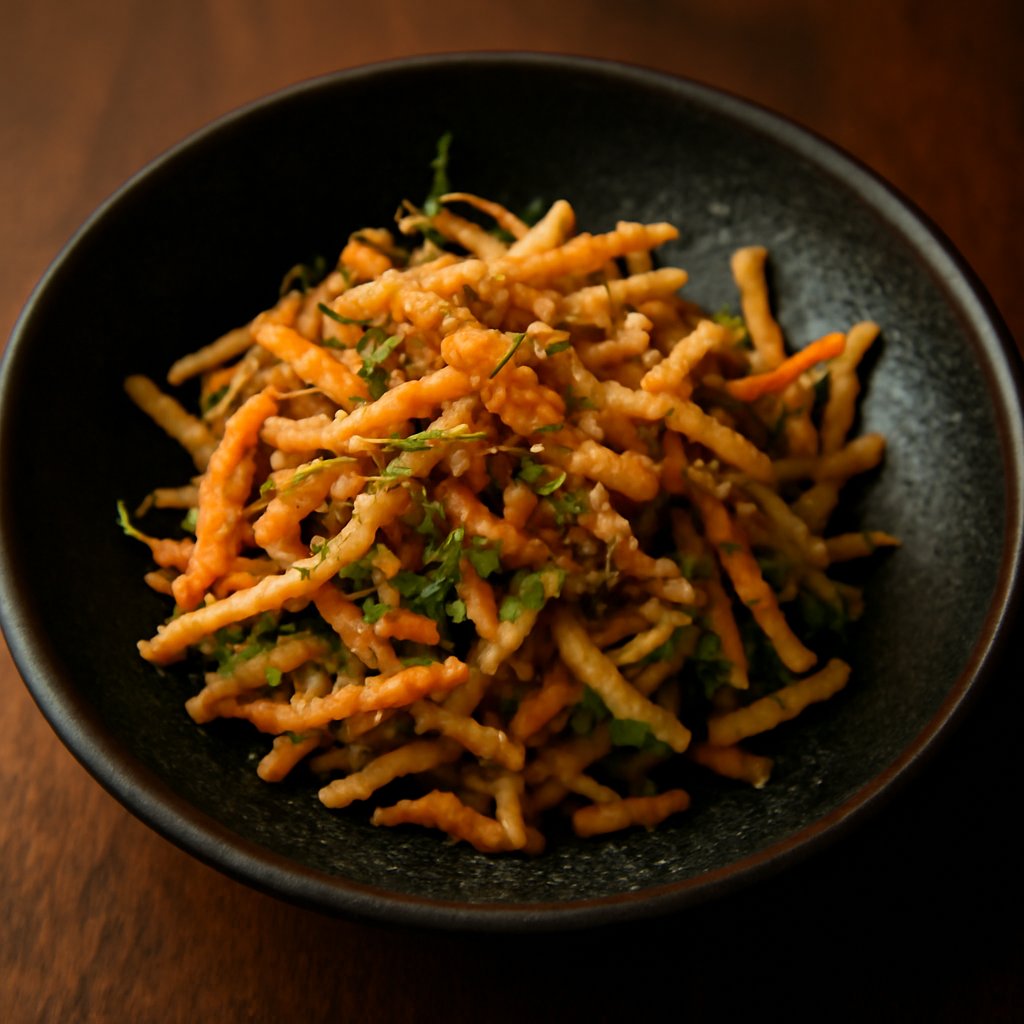 Crispy Vegetable Slivers with Szechuan Peppercorn Salt