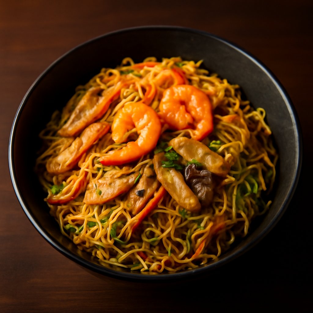 Singapore Style Vermicelli Noodles (Pork, Chicken and Prawns)