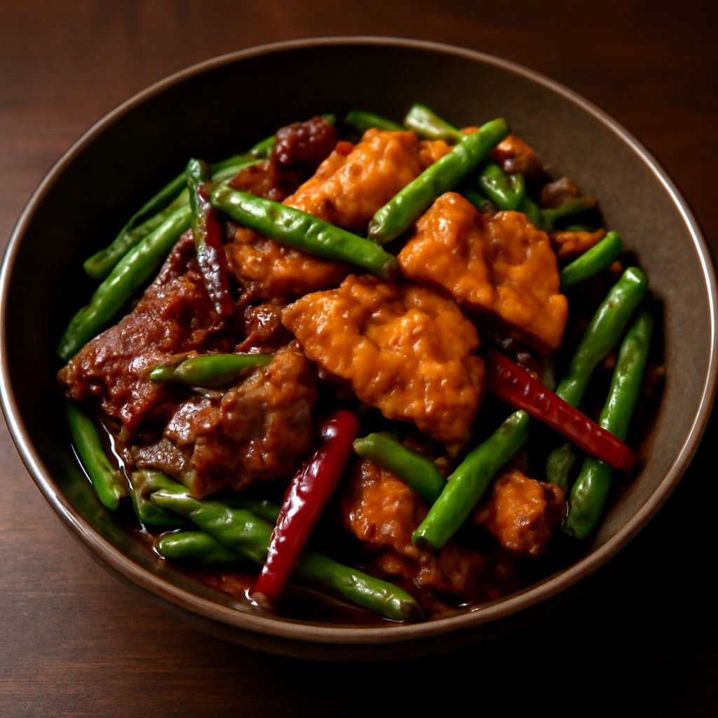 China Red Szechuan Chicken with String Beans