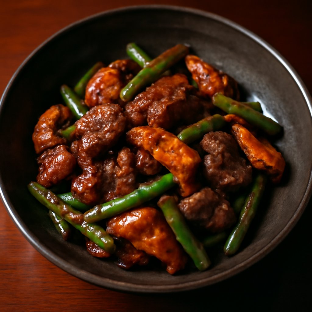 China Red Szechuan Rib-Eye Beef with String Beans